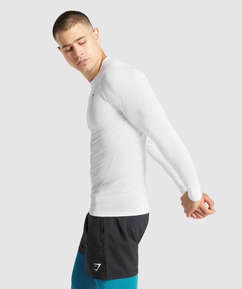 Koszulki Gymshark Element Baselayer Long Sleeve Męskie Białe | PL 014NXV